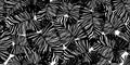 Monochrome tropical palm leaves seamless pattern. Black and white exotic botanical texture Royalty Free Stock Photo