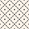 Monochrome vector geometric seamless pattern with floral shapes, round grid Royalty Free Stock Photo