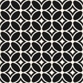 Monochrome vector geometric seamless pattern with rounded grid, mesh, lattice Royalty Free Stock Photo