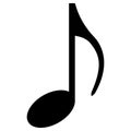 Monochrome vector graphic of a quaver note as used in sheet music to represent the notes in a song