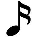 Monochrome vector graphic of a semi quaver note as used in sheet music to represent the notes in a song