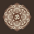 Monochrome vector henna tatoo mandala. OM decorative symbol