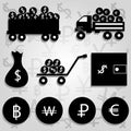 Monochrome vector illustration of financial icons Royalty Free Stock Photo