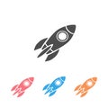 Monochrome vector illustration of rocket icon set isolated on white Royalty Free Stock Photo
