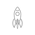 Monochrome vector illustration of rocket line icon isolated on white background in flat style Royalty Free Stock Photo