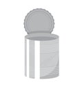 Monochrome vector illustration of a single bottle cap. Simple gray bottle cap, top view design