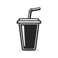 Monochrome Vector Illustration of a Soda Cup with Straw Simple drink icon Royalty Free Stock Photo