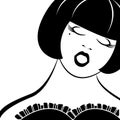 Monochrome vector singing woman in black