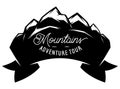 Monochrome vector template with stylized inscription, mountains. Editable for design