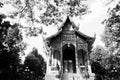 Monochrome View of a chapel, or viharn, at the Buddhist temple of Wat Chet Yot in Chiang Mai, Thailand