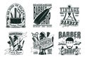 Monochrome Vintage Barber Shop Logos Set