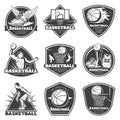 Monochrome Vintage Basketball Labels Set