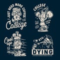 Monochrome vintage college prints