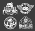 Monochrome vintage fighting logos