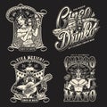 Mexican musical festival monochrome stickers