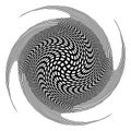 Monochrome volute, vortex shapes. Twisted helix elements. Rotation, spin and twist concept design