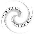 Monochrome volute, vortex shapes. Twisted helix elements. Rotation, spin and twist concept design