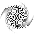 Monochrome volute, vortex shapes. Twisted helix elements. Rotation, spin and twist concept design