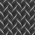 Monochrome waves seamless pattern. Weave braids texture on dark background. Textile printing design template eps10