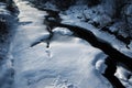 Monochrome winter frozen river
