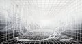 Monochrome Wireframe Data Flow Grid Tunnel Royalty Free Stock Photo
