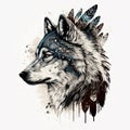 Monochrome wolf Indian warrior totem symbol Royalty Free Stock Photo