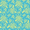 Yellow Tropical Exotic Foliage, Hibiscus Floral Vector Seamless Pattern. Lush Tropical Palm Leaves