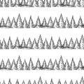 Monochromic seamless pattern with pine forest Royalty Free Stock Photo