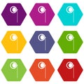 Monocle icon set color hexahedron