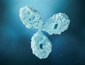 Monoclonal antibody close-up on a blue background 3D rendering illustration. Biochemistry, molecular biology and medicine concepts Royalty Free Stock Photo