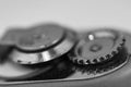Monocrome macro shot of a tin and can opener Royalty Free Stock Photo