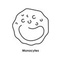 Monocytes color icon. White blood cells in the blood vessels.