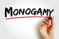 Monogamy - form of dyadic relationship in which an individual has only one partner during the length of the relationship, text Royalty Free Stock Photo