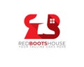 monogram anagram initial letter of R B with red boots negative space Royalty Free Stock Photo