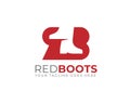 monogram anagram initial letter of R B with red boots negative space Royalty Free Stock Photo