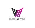 monogram anagram of initial letter W as wings Royalty Free Stock Photo