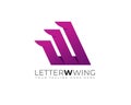 monogram anagram of initial letter W as wings Royalty Free Stock Photo