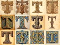 Monogram Celtic typography letter T compilation