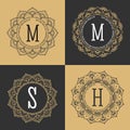 Monogram circle frame vintage luxury style.