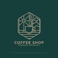 Monogram Coffee shop logo design vector, vintage coffee logo illustration with outline style, best for restaurant, cafe, beverages Royalty Free Stock Photo