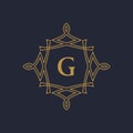 Monogram design elements, graceful template. Calligraphic elegant line art logo design. Capital Letter emblem sign G for Royalty,