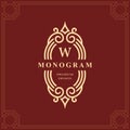 Monogram design elements, graceful template. Calligraphic elegant line art logo design. Capital Letter emblem sign W for Royalty,