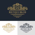 Monogram design elements, graceful template. Calligraphic elegant line art logo design. Letter emblem sign B, S, C for Royalty