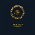 Monogram design elements, graceful template. Calligraphic elegant line art logo design. Letter emblem sign F for Royalty, business