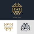 Monogram design elements, graceful template. Calligraphic elegant line art logo design