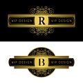 Monogram design elements, graceful template. Calligraphic elegant line art logo design. Letter sign emblem R, B for Royalty, busin