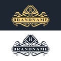 Monogram design elements, graceful template. Calligraphic Elegant line art logo design