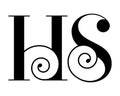 Monogram HS ,minimal and abstract alphabet letter SH,HS.H and S logo