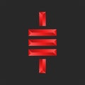 Monogram IE or EI initials 3d logo red gradient color on the black, overlapping two abstract bold letters I and E logotype