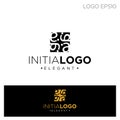 monogram initial a, aa logo template black color vector illustration Royalty Free Stock Photo